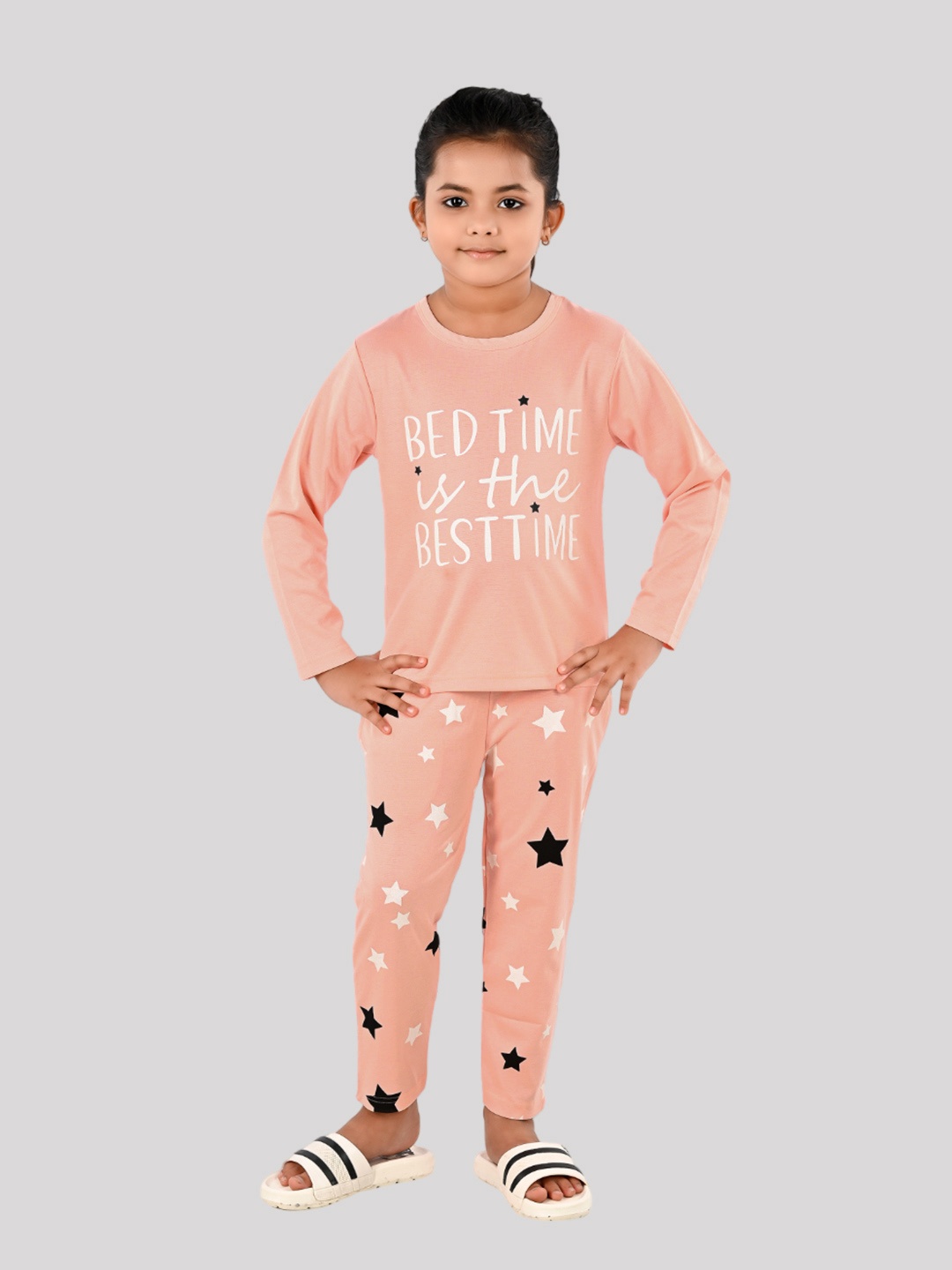 

Here&Now X Denikid Girls Printed Pure Cotton T-shirt with Trousers, Rose