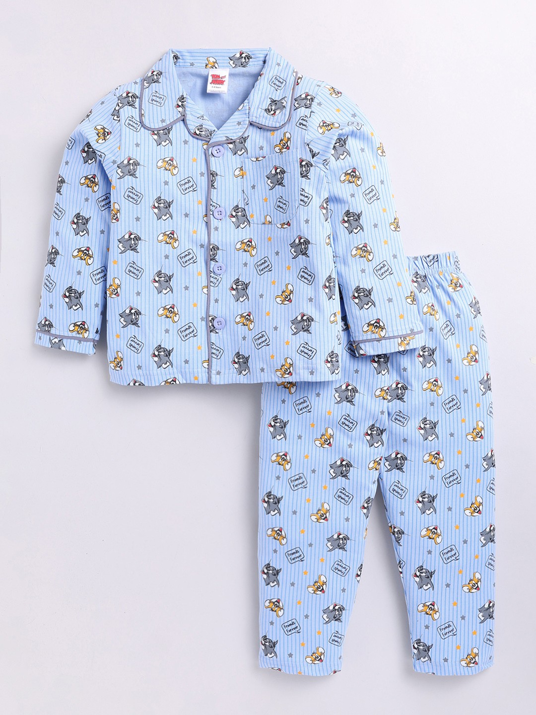 

Here&Now X Denikid Boys Cotton Printed Shirt with Trousers, Blue