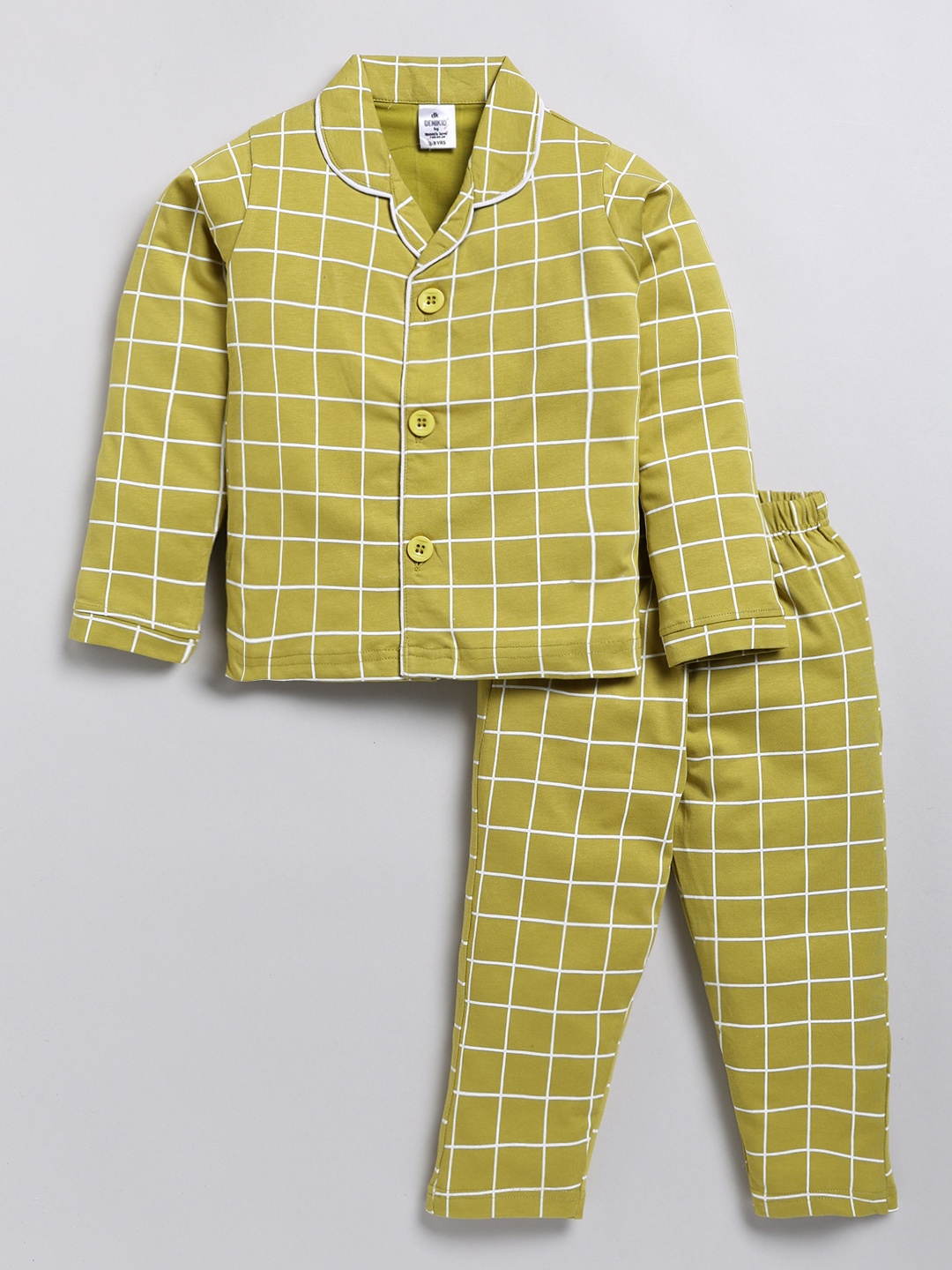 

Here&Now X Denikid Girls Cotton Checked Shirt with Trousers, Olive