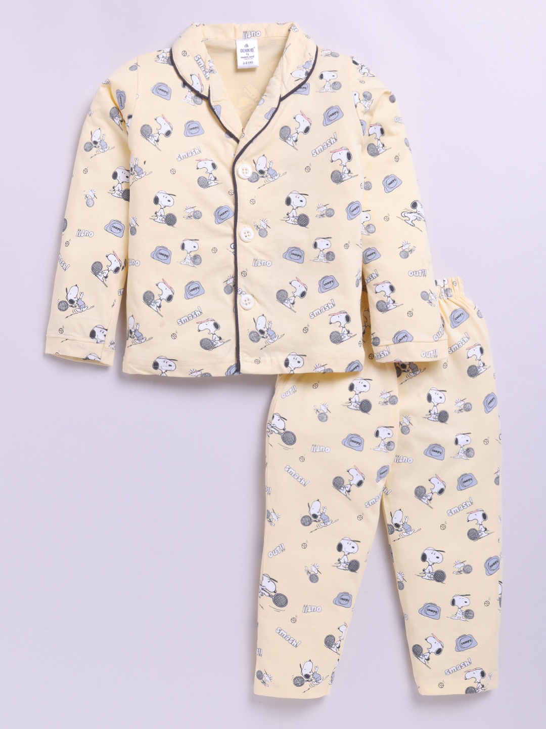 

Here&Now X Denikid Boys Pure Cotton Printed Shirt with Trousers, Yellow