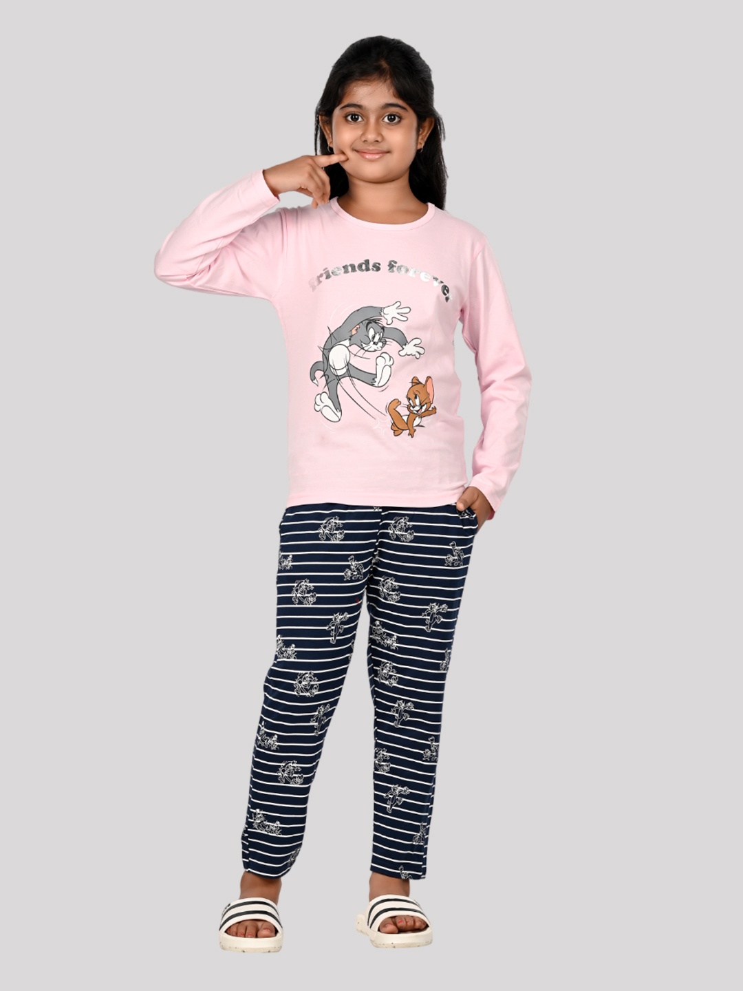 

Here&Now X Denikid Girls Cotton Printed T-shirt with Leggings, Pink
