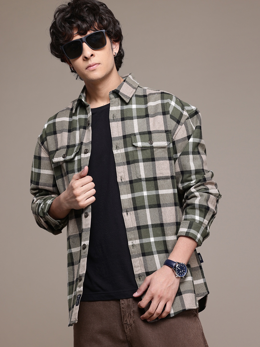 

The Roadster Lifestyle Co. Tartan Checks Casual Shirt, Olive