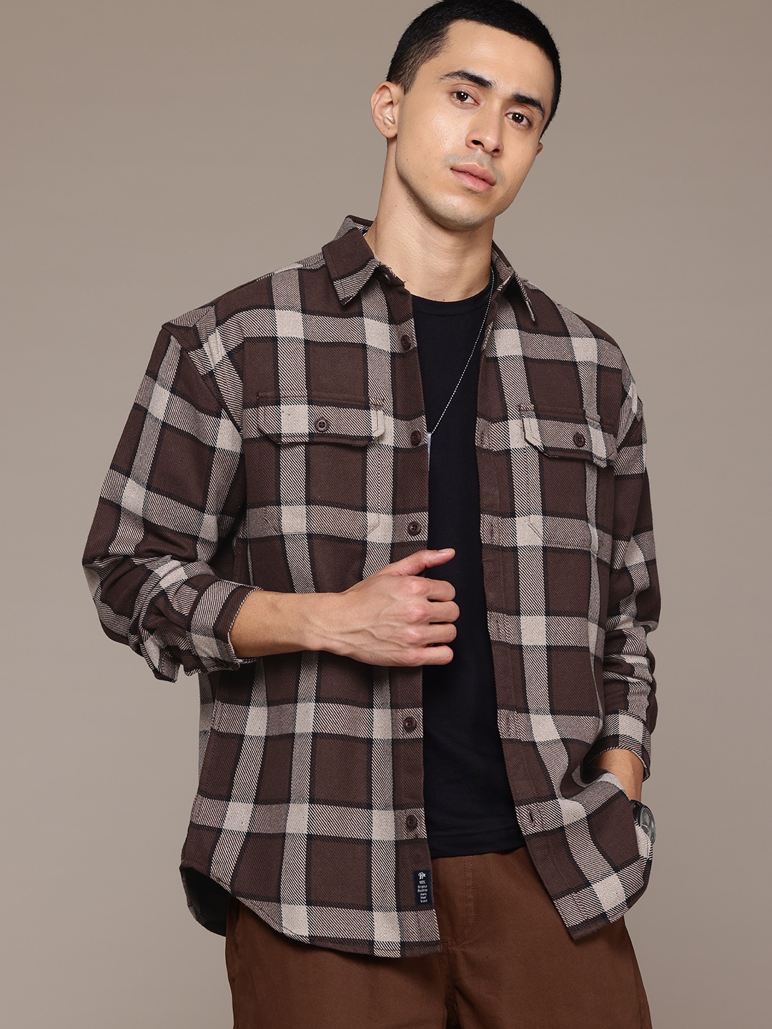 

The Roadster Life Co. Checked Relaxed Fit Casual Shirt, Brown