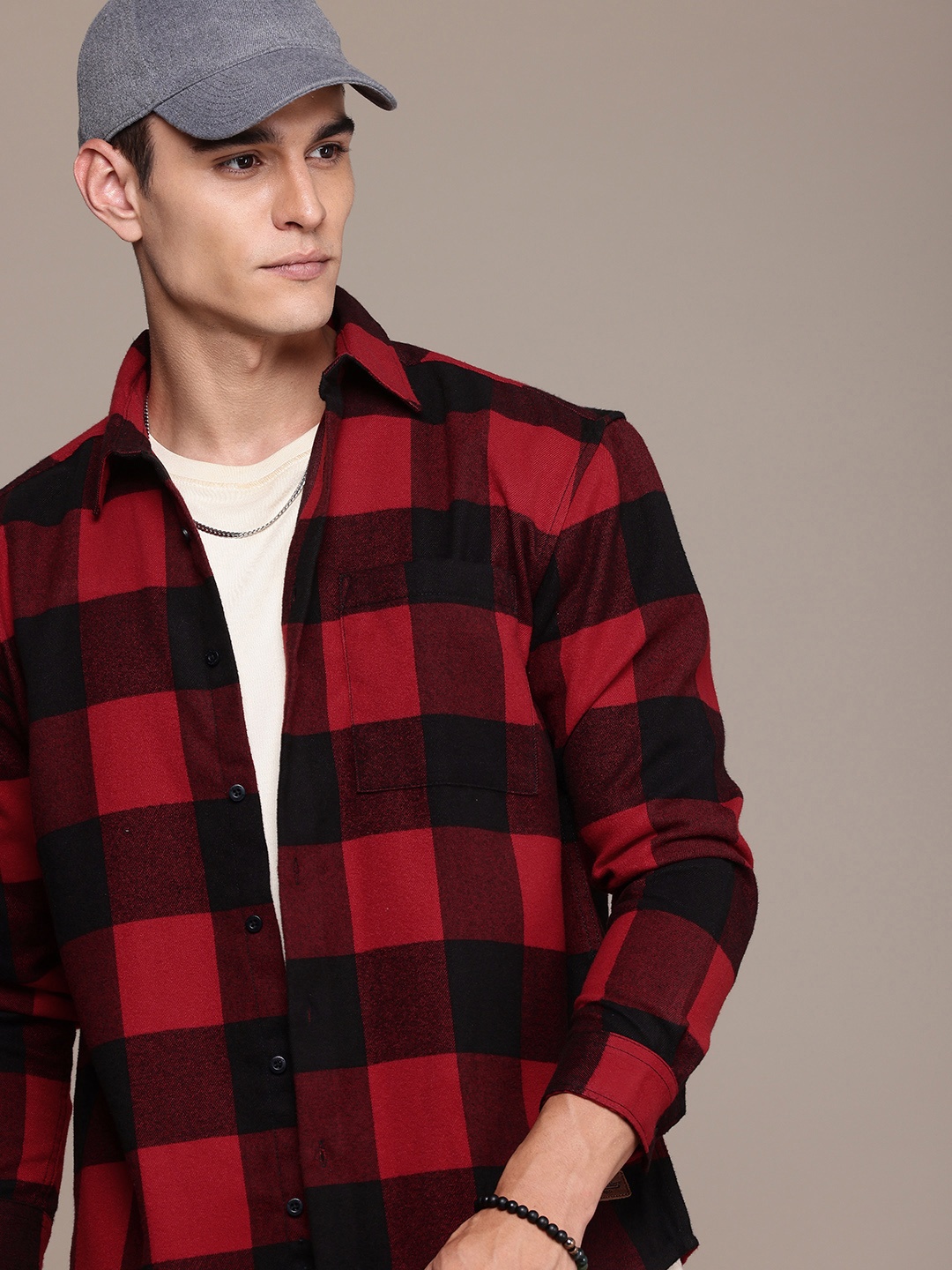 

The Roadster Life Co. Buffalo Checks Opaque Relaxed Fit Casual Shirt, Red