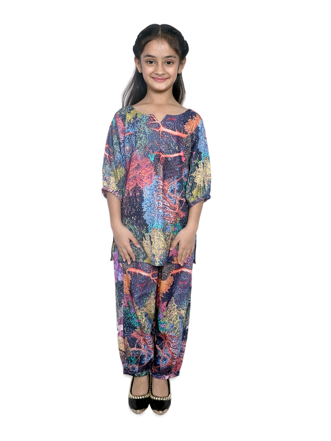 

TILISM Girls Printed Pure Cotton Kurta With Salwar, Blue