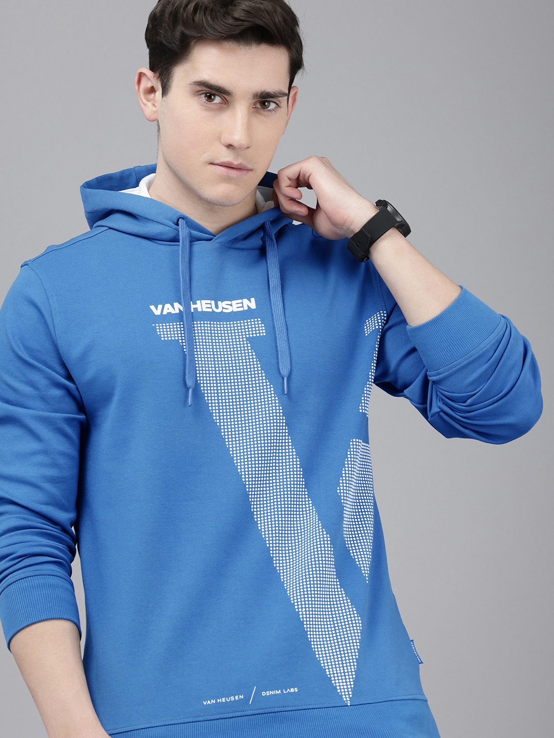 

VAN HEUSEN DENIM LABS Printed Hooded Sweatshirt, Blue