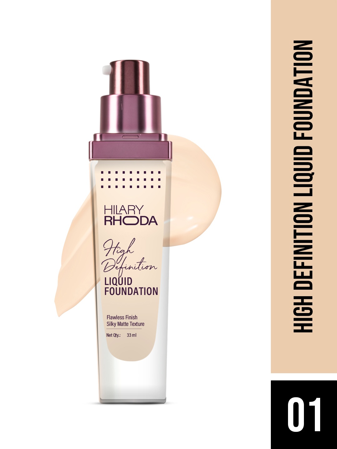 

Hilary Rhoda High Definition Liquid Foundation-33 ml- White Ivory-01, Beige