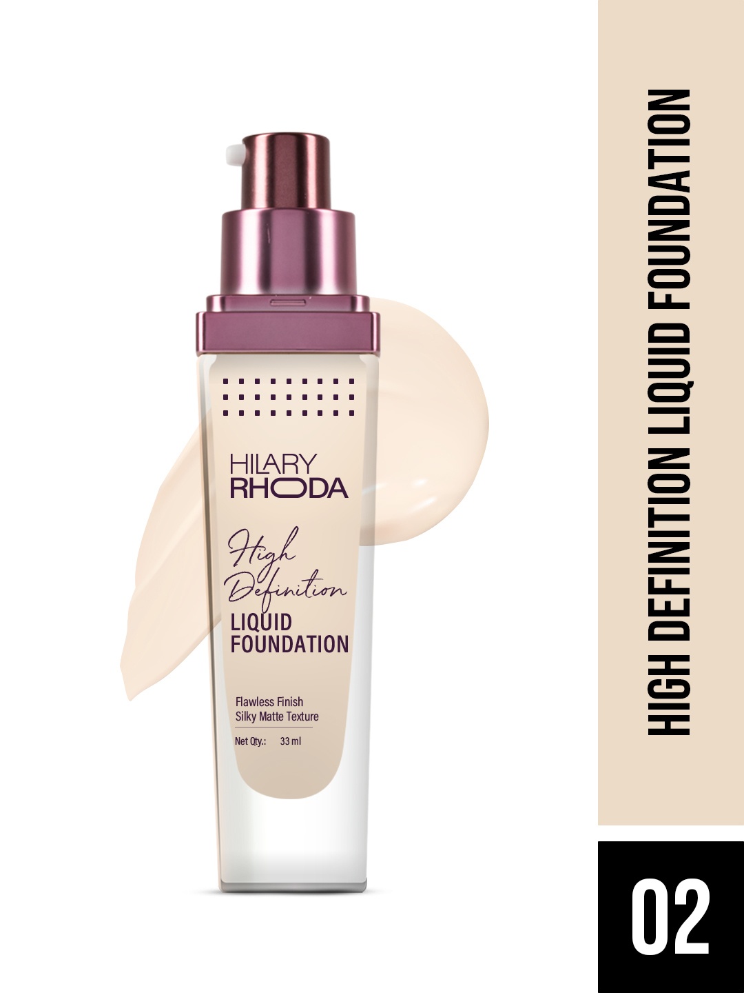 

Hilary Rhoda High Definition Liquid Foundation-33 ml- Rose Blush-02, Beige