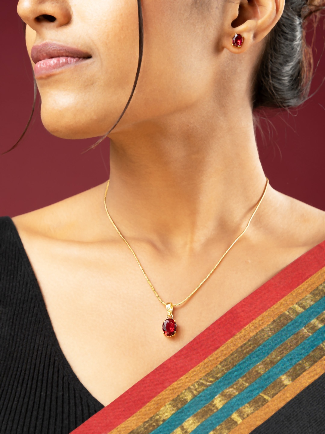 

VIRAASI Gold-Plated Stone-Studded Jewellery Set