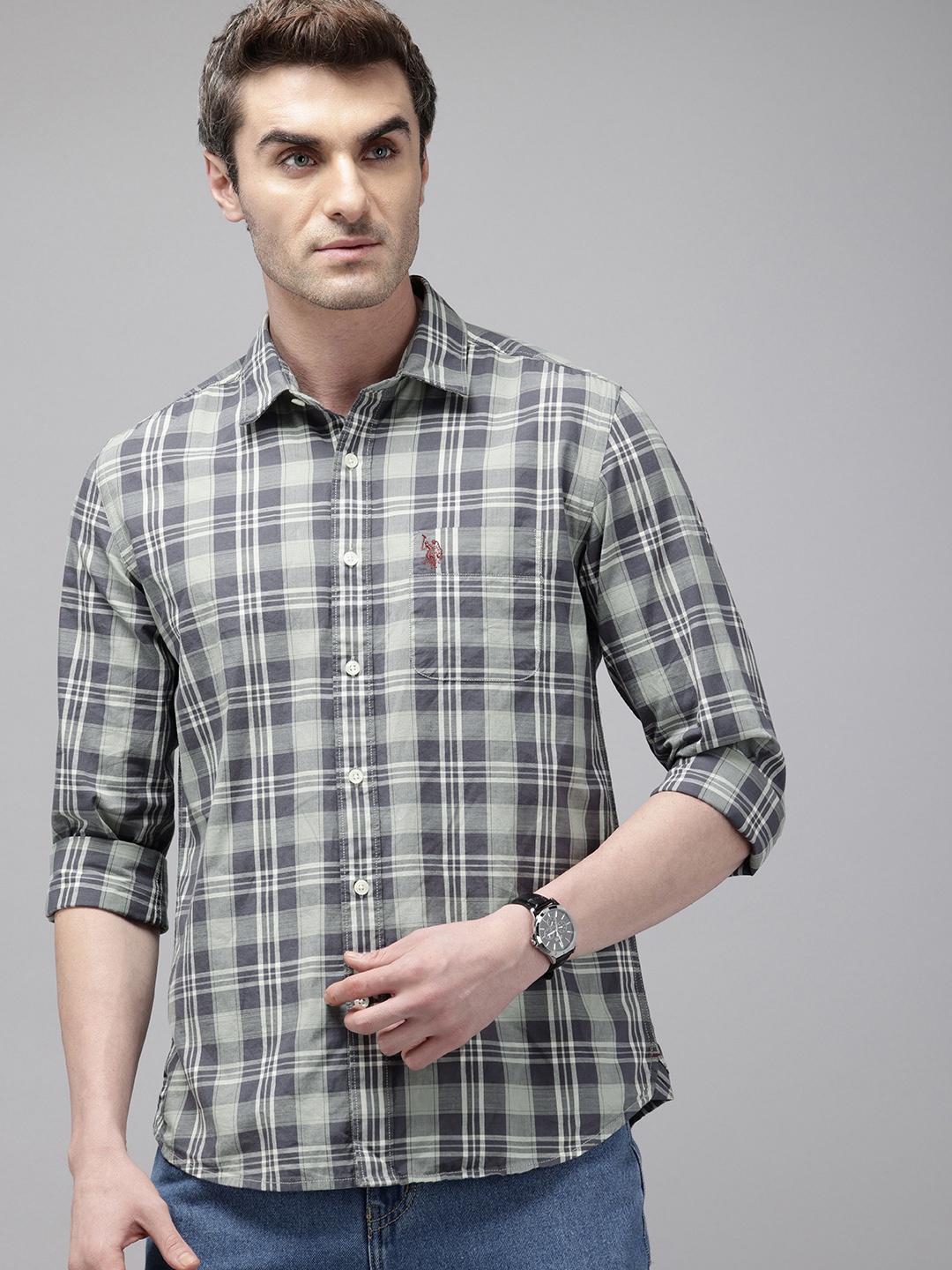 

U.S. Polo Assn. Denim Co. Opaque Checked Casual Shirt, Grey