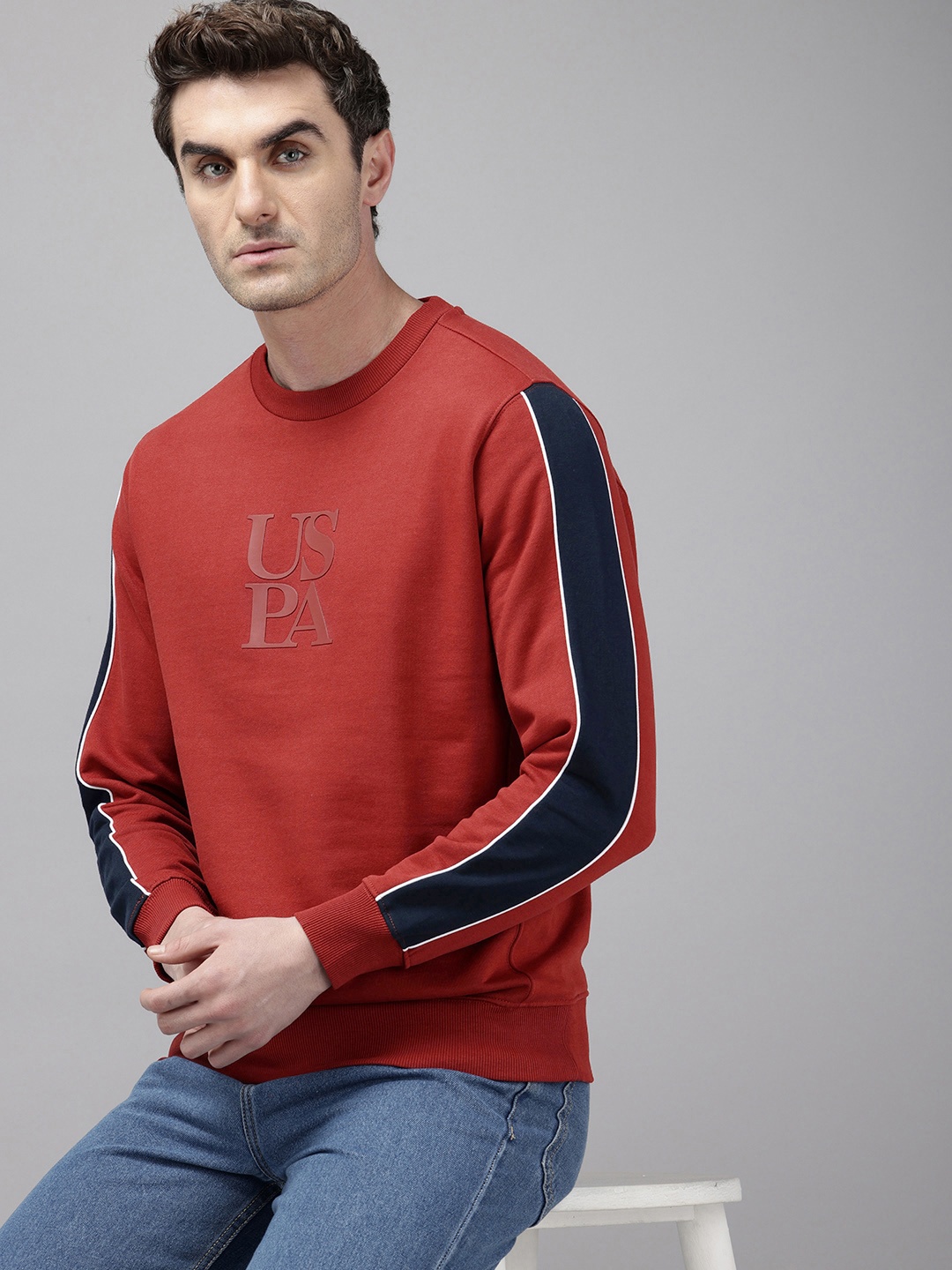 

U.S. Polo Assn. Brand Logo Printed Sweatshirt, Rust