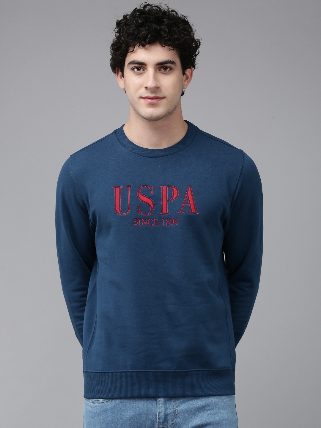 

U.S. Polo Assn. Brand Logo Embroidered Sweatshirt, Navy blue