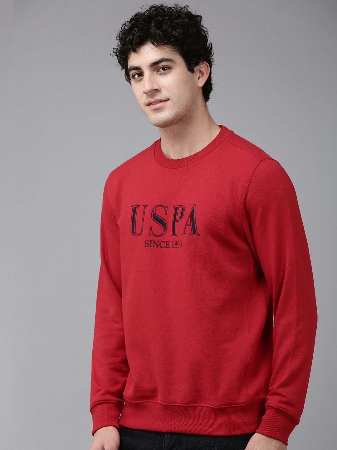 

U.S. Polo Assn. Brand Logo Embroidered Sweatshirt, Red