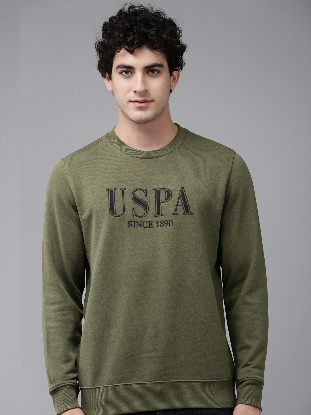U.S. Polo Assn. Brand Logo Embroidered Sweatshirt, Olive