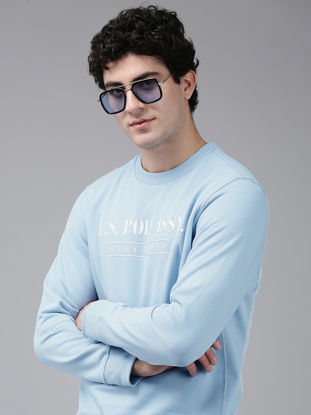 

U.S. Polo Assn. Brand Logo Printed Sweatshirt, Blue