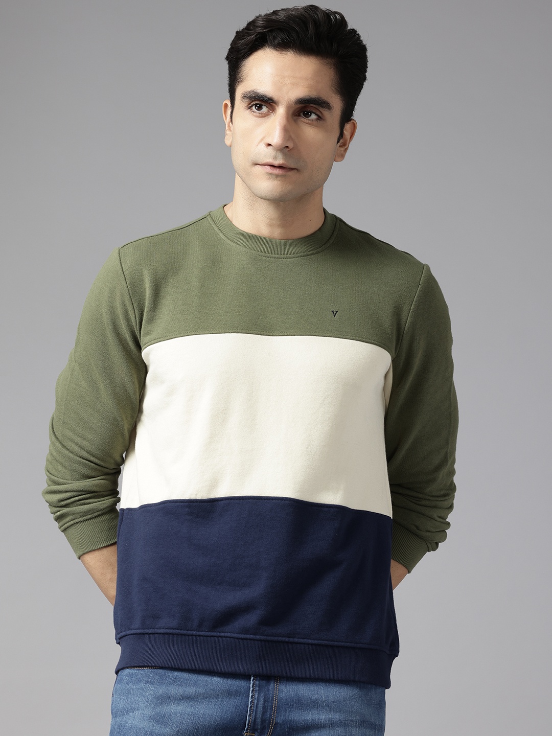 

Van Heusen Sport Pullover Colourblocked Sweatshirt, Olive