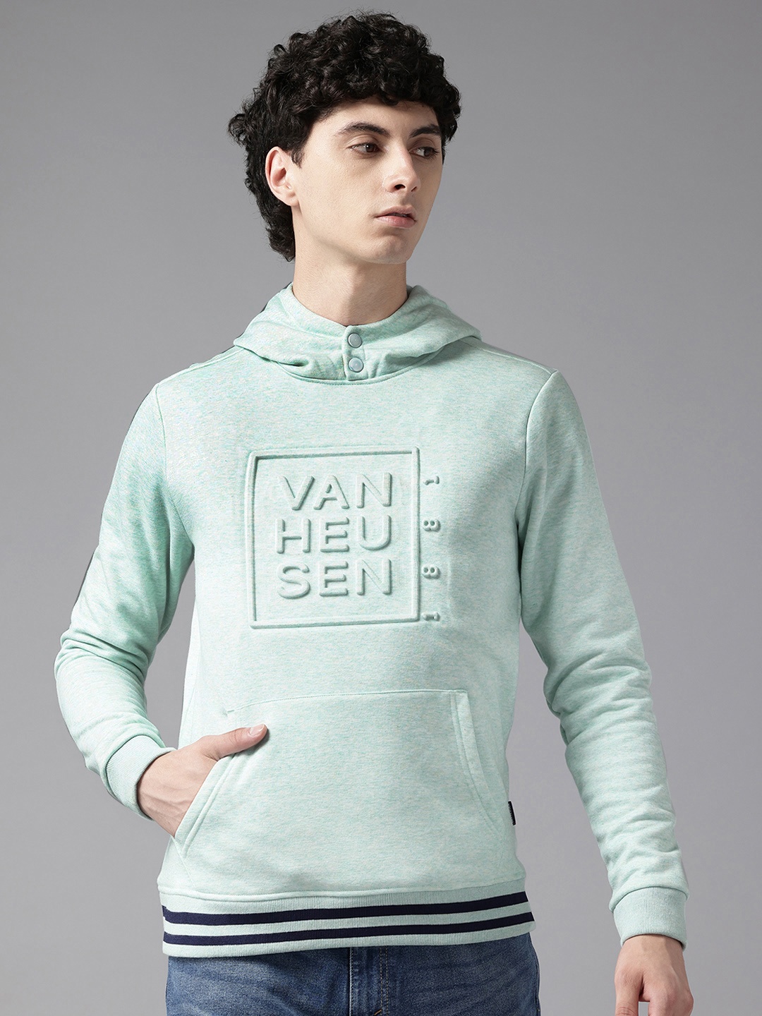

Van Heusen Sport Printed Embossed Hooded Sweatshirt, Green