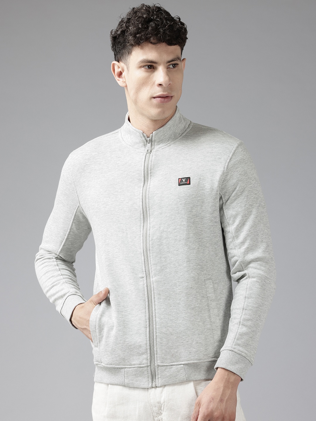

Van Heusen Sport Open Front Mock Collar Sweatshirt, Grey melange