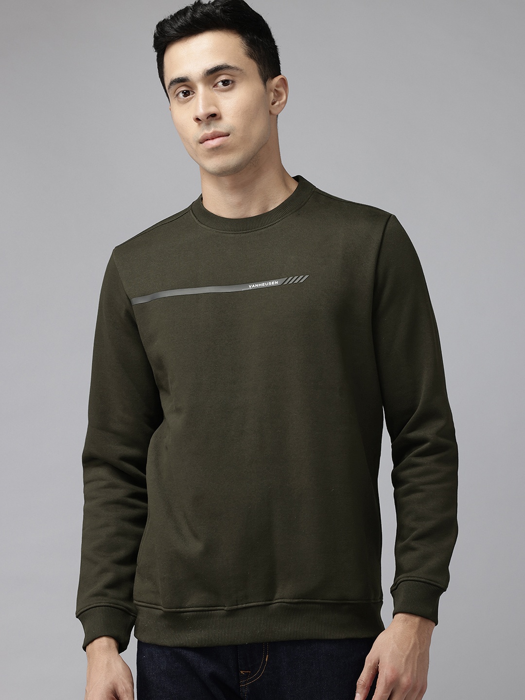 

Van Heusen Flex Printed Detail Pullover, Olive