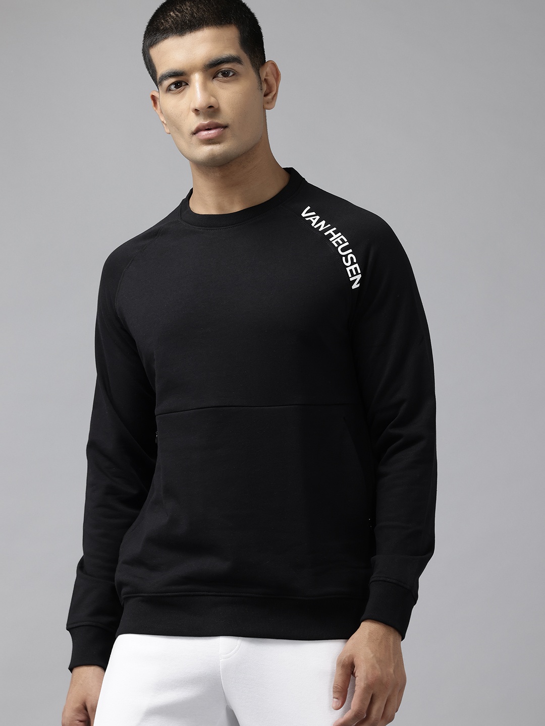 

Van Heusen Flex Printed Raglan Sleeves Pullover, Black