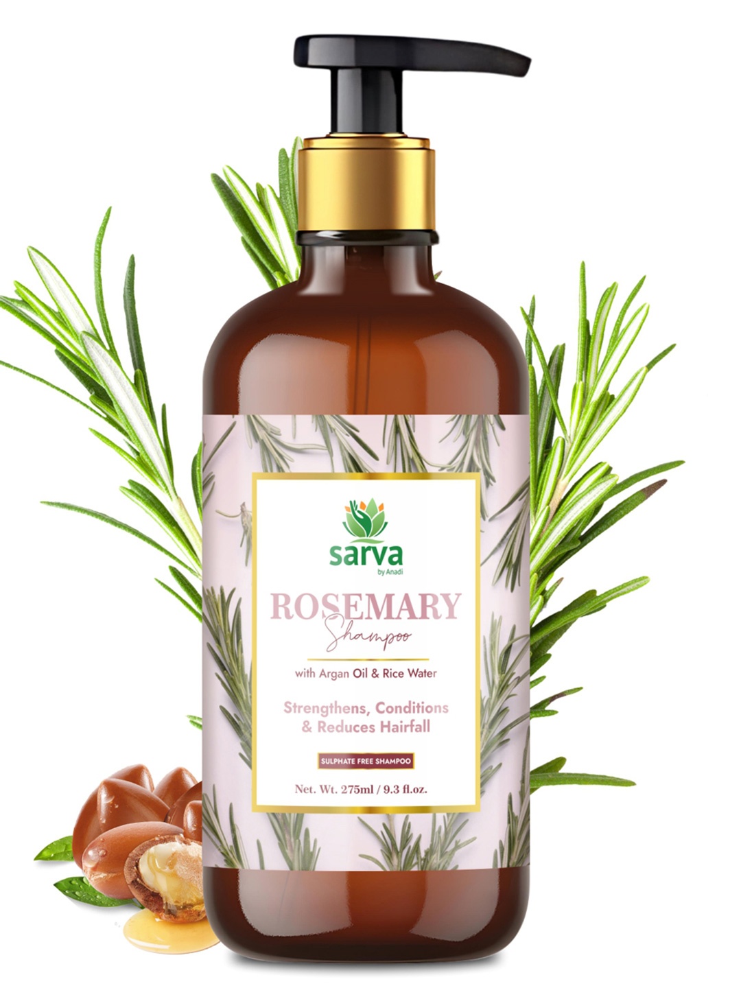 

SARVA by Anadi Rosemary Shampoo With Biotin -275 ML, Transparent