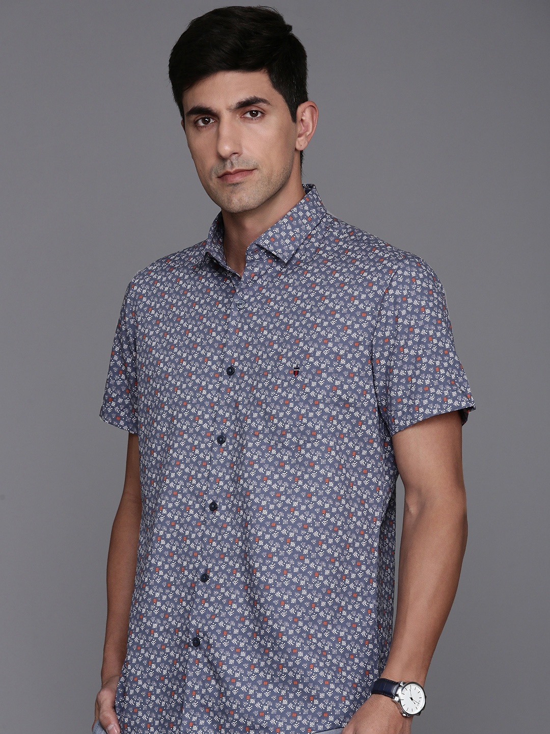 

Louis Philippe Sport Slim Fit Opaque Printed Casual Shirt, Grey