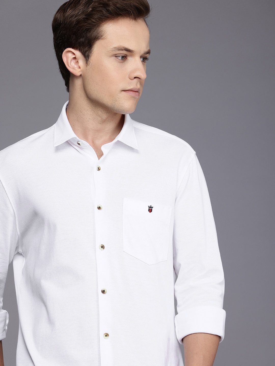 

Louis Philippe Sport Pure Cotton Smart Fit Opaque Casual Shirt, White