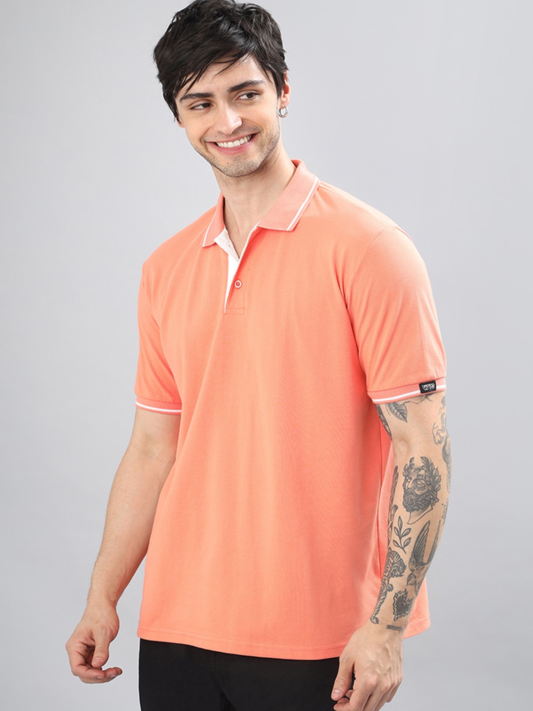 

Wear Your Opinion Men Premium Pique Tipped Polo, Orange