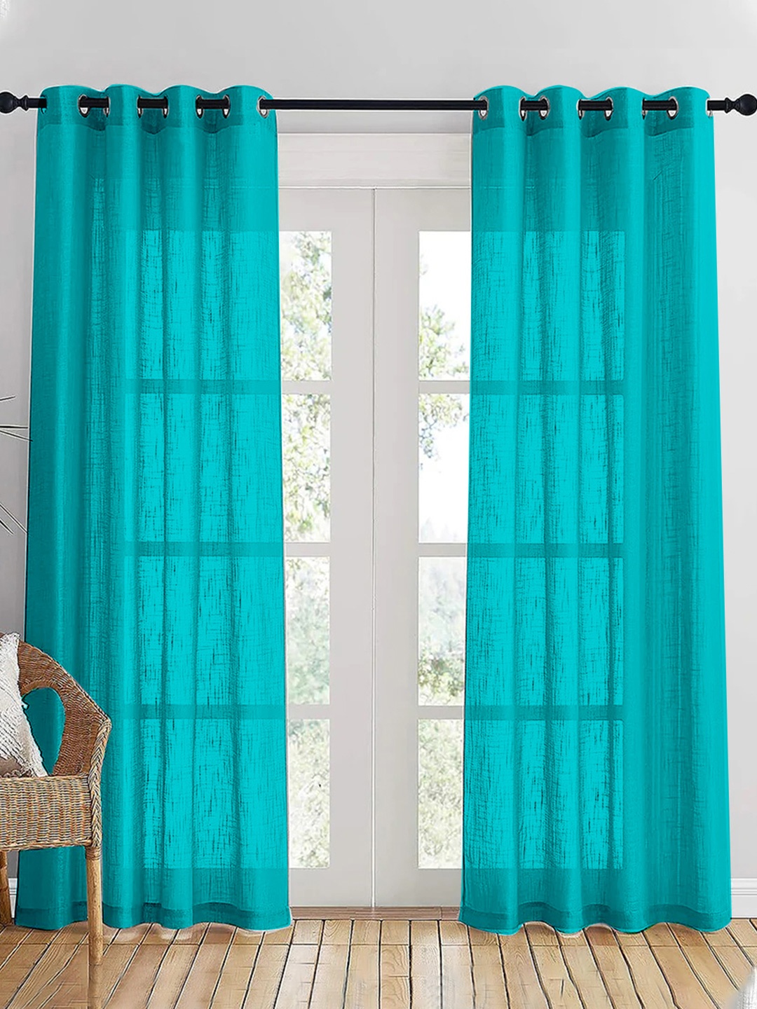 

HOMEMONDE Blue Set of 2 Sheer Door Curtains