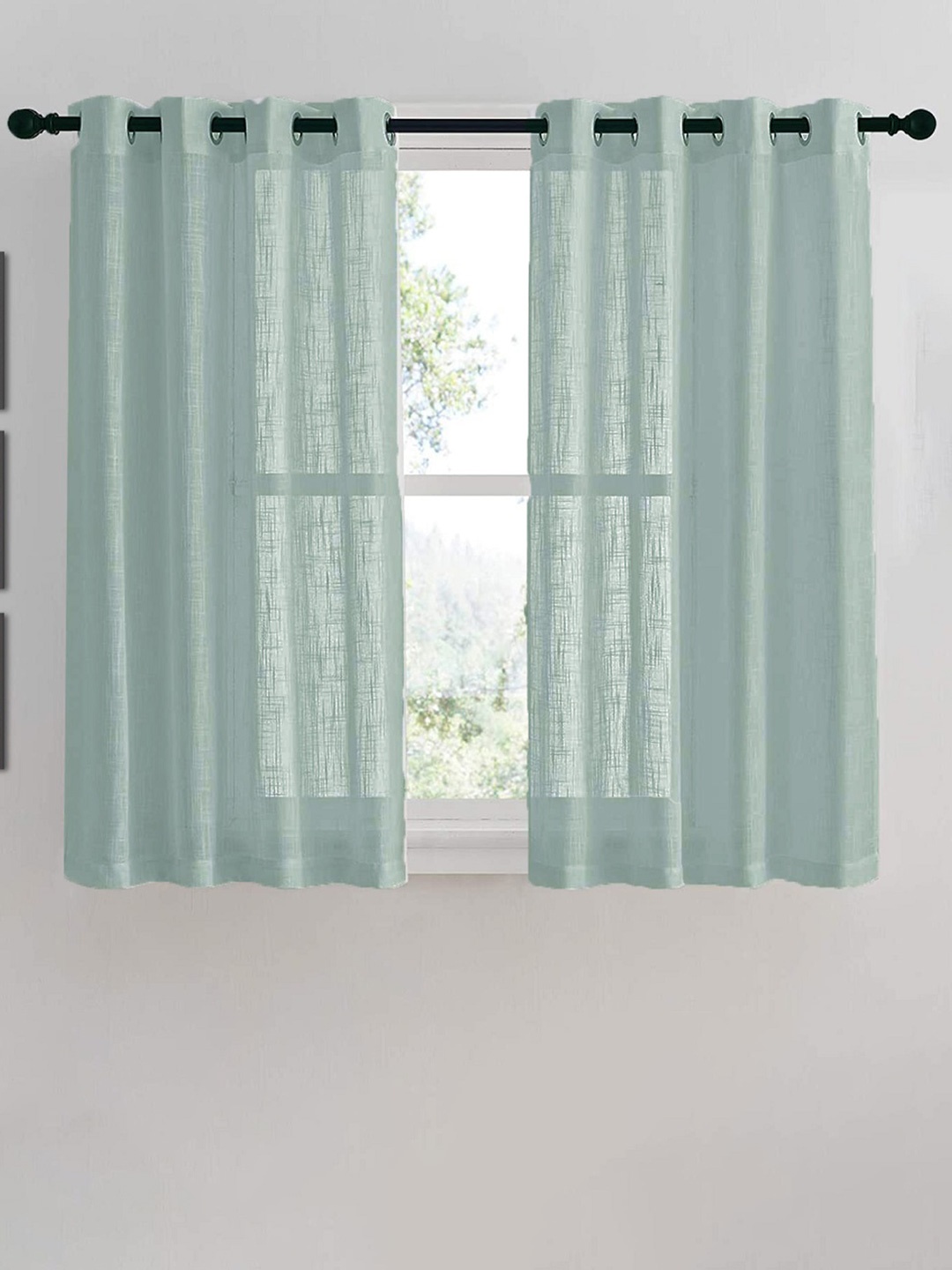 

HOMEMONDE Grey Set of 2 Sheer Window Curtains