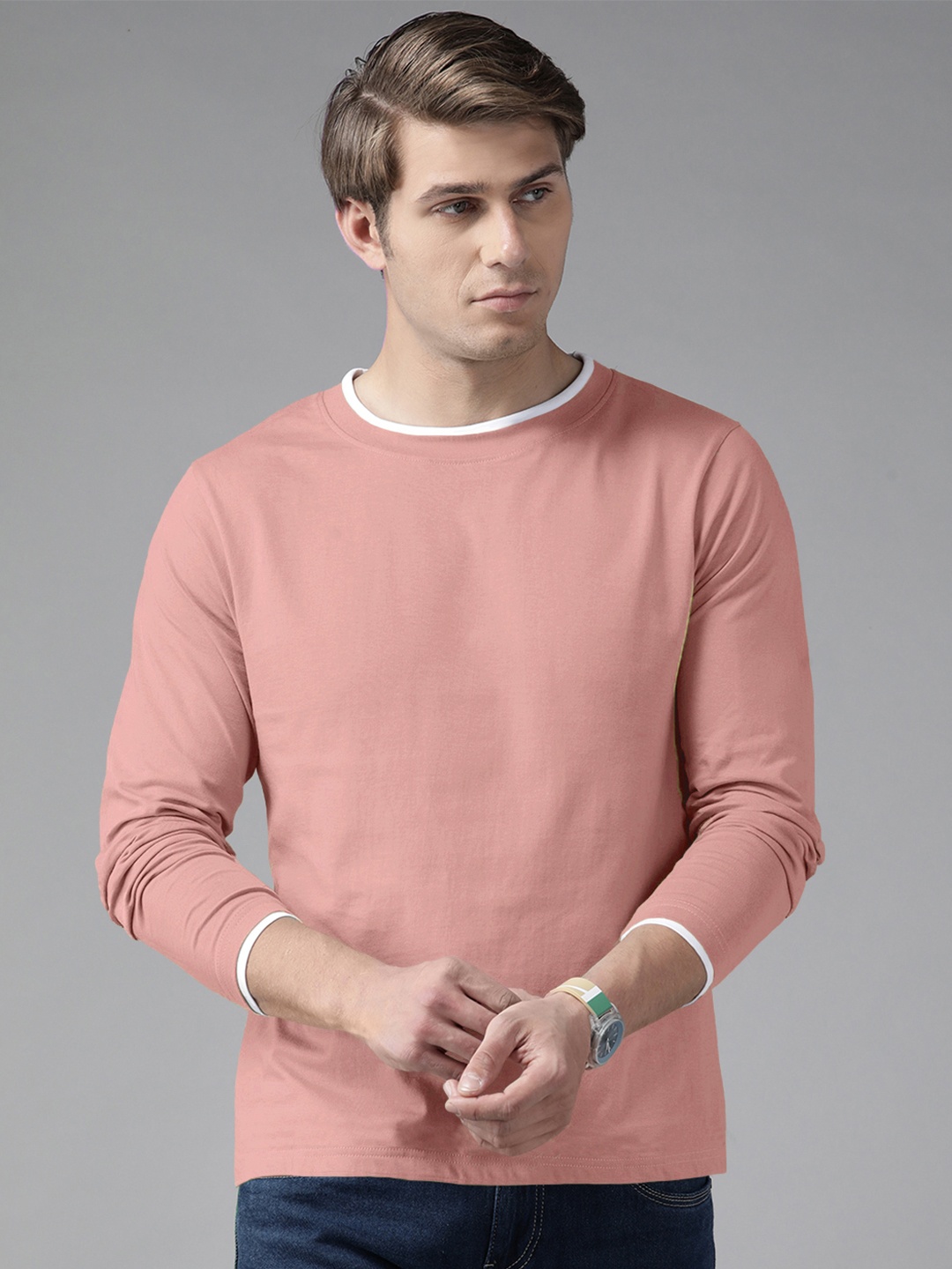 

The Dry State Men V-Neck Cut Outs T-shirt, Rose gold