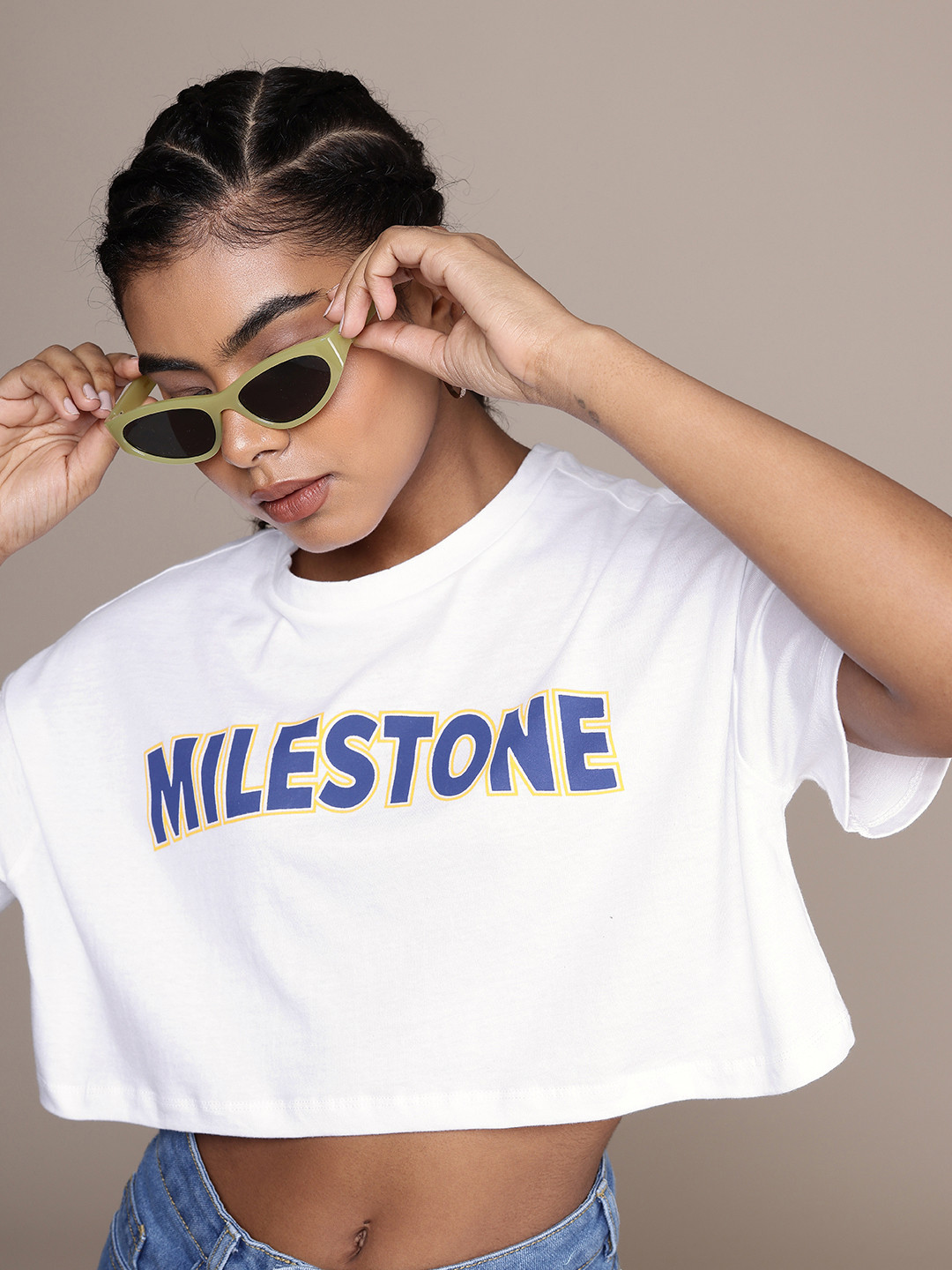 

The Roadster Life Co. Typography Printed Drop-Shoulder Sleeves Pure Cotton Boxy T-shirt, White