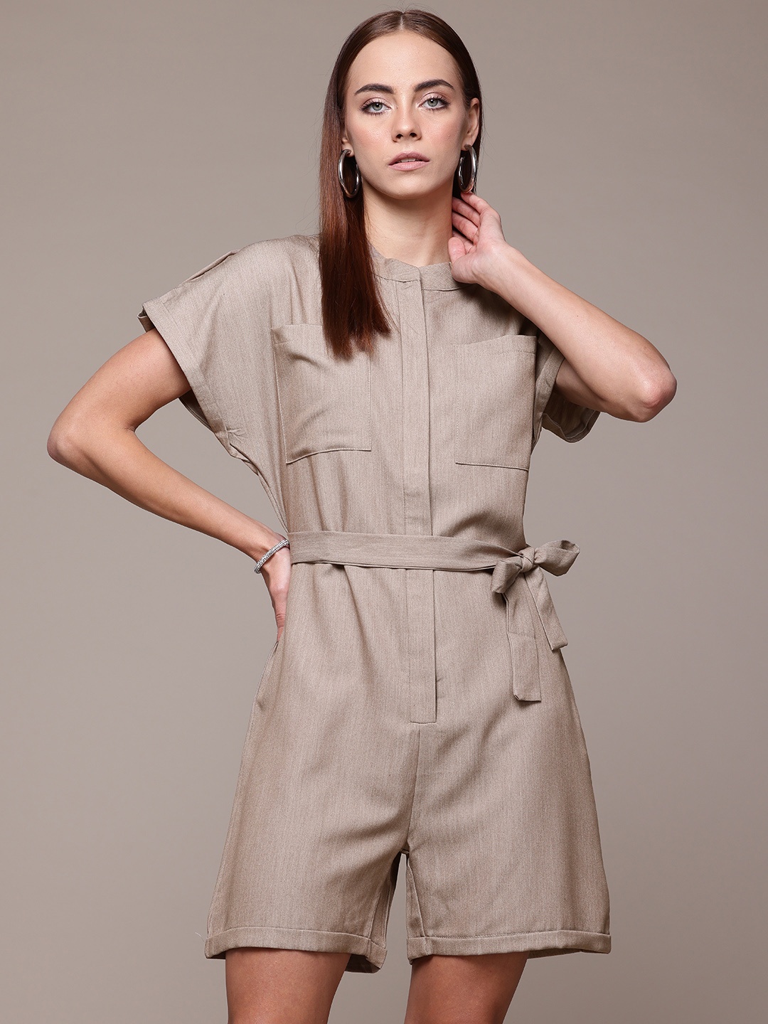 

bebe All Day Belted Playsuit, Khaki