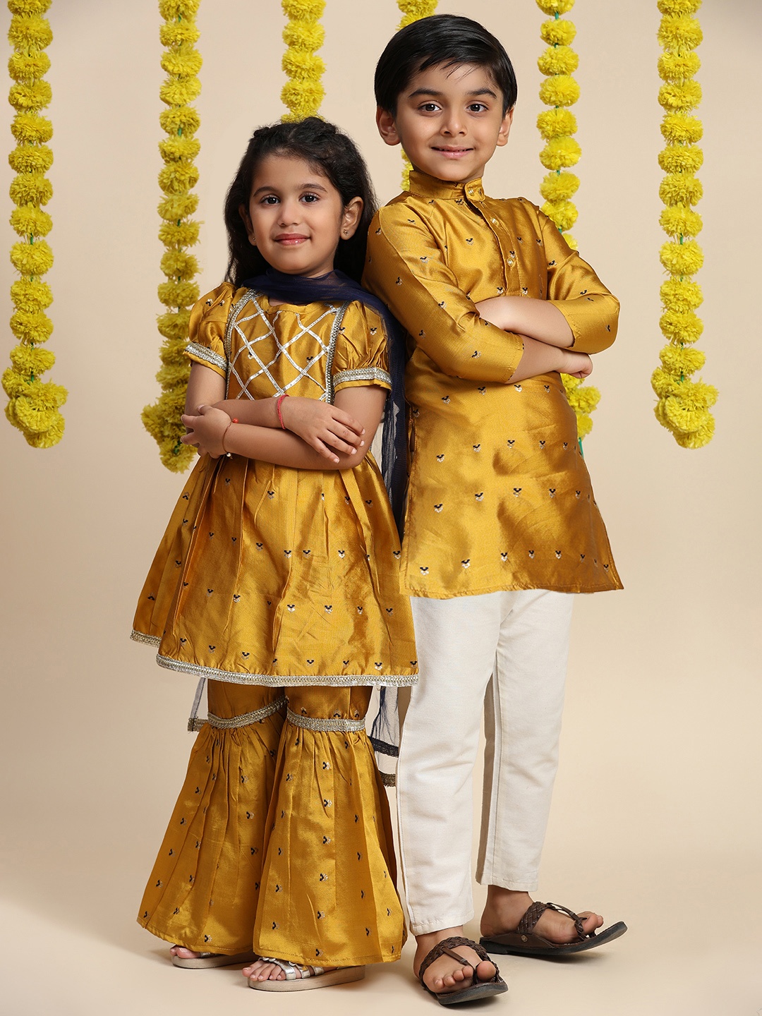 

Cutiekins Boys Regular Kurta with Pyjamas, Mustard