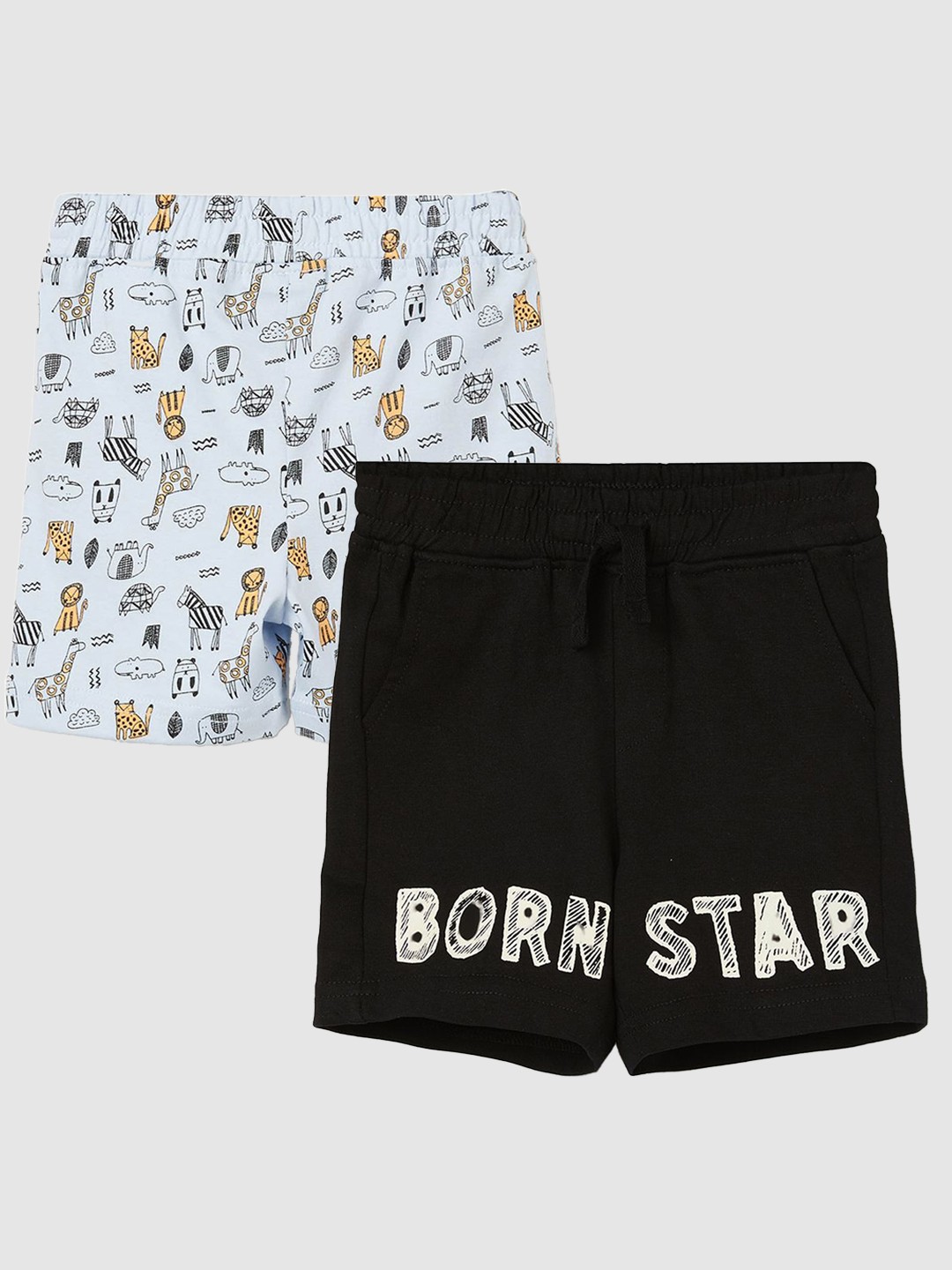 

Juniors by Lifestyle Girls Pack Of 2 Printed Pure Cotton Shorts, Black