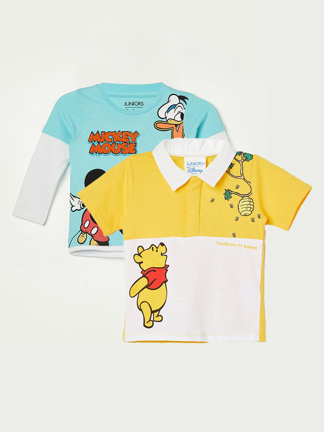 

Juniors by Lifestyle Boys Pack Of 2 Winnie The Pooh Printed Pure Cotton Tshirts, White