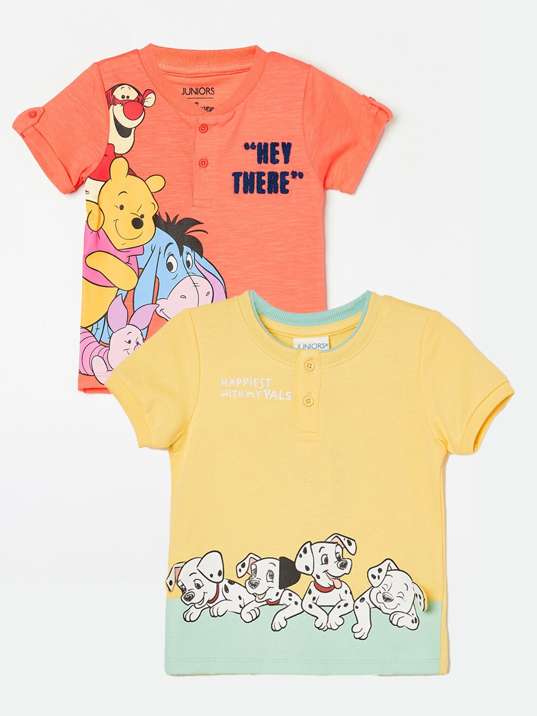 

Juniors by Lifestyle Boys Pack Of 2 Winnie The Pooh Printed Pure Cotton Tshirts, Yellow