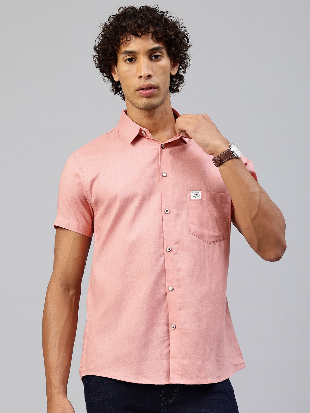 

Majestic Man Men Classic Slim Fit Pure Cotton Casual Shirt, Pink