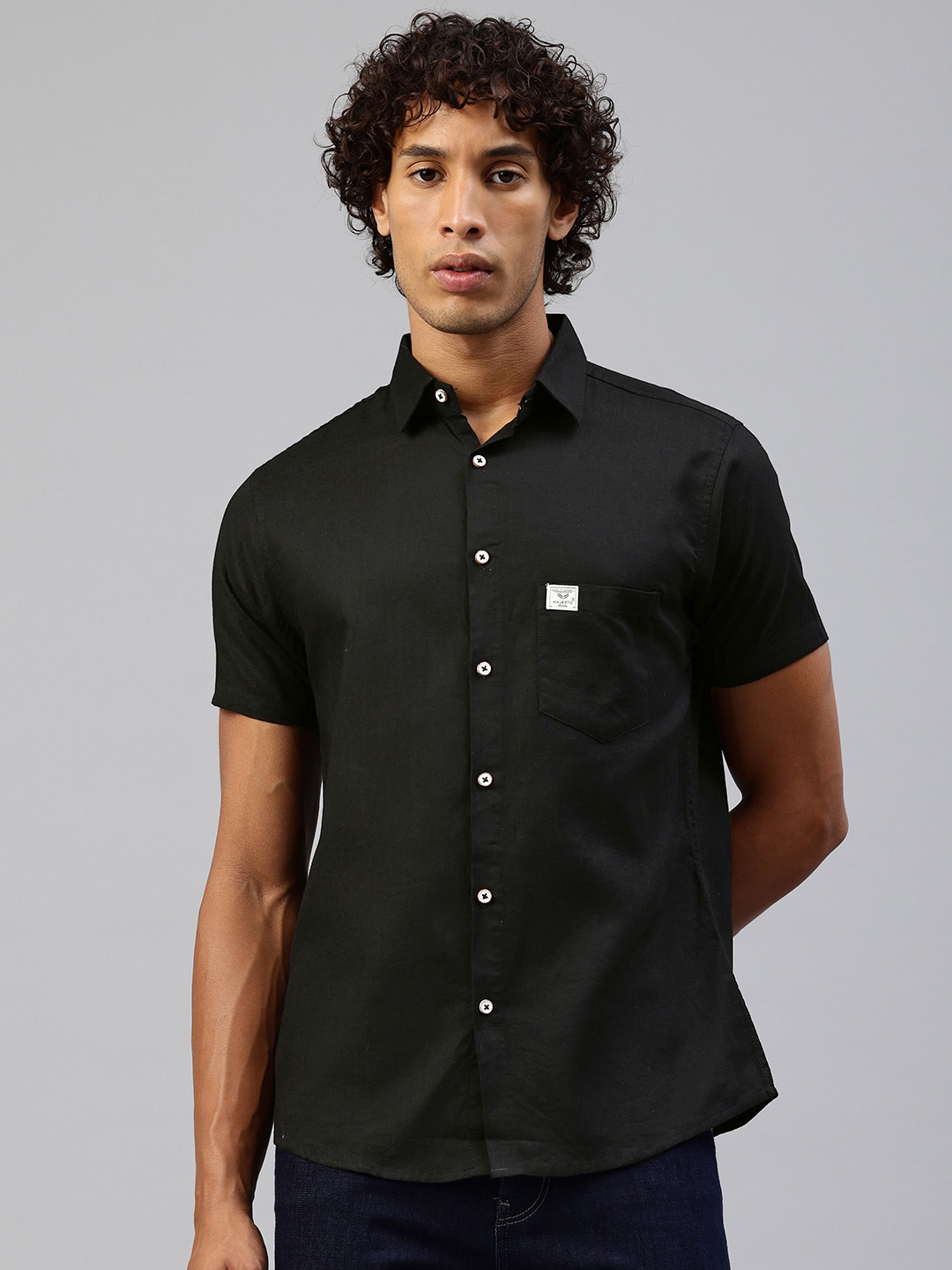 

Majestic Man Men Classic Slim Fit Pure Cotton Casual Shirt, Black