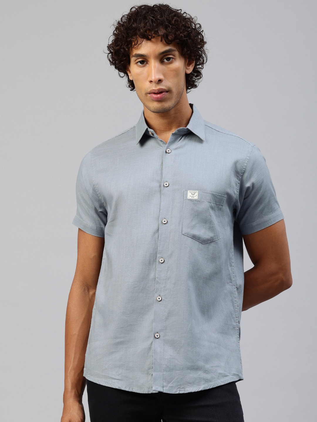 

Majestic Man Men Classic Slim Fit Pure Cotton Casual Shirt, Grey