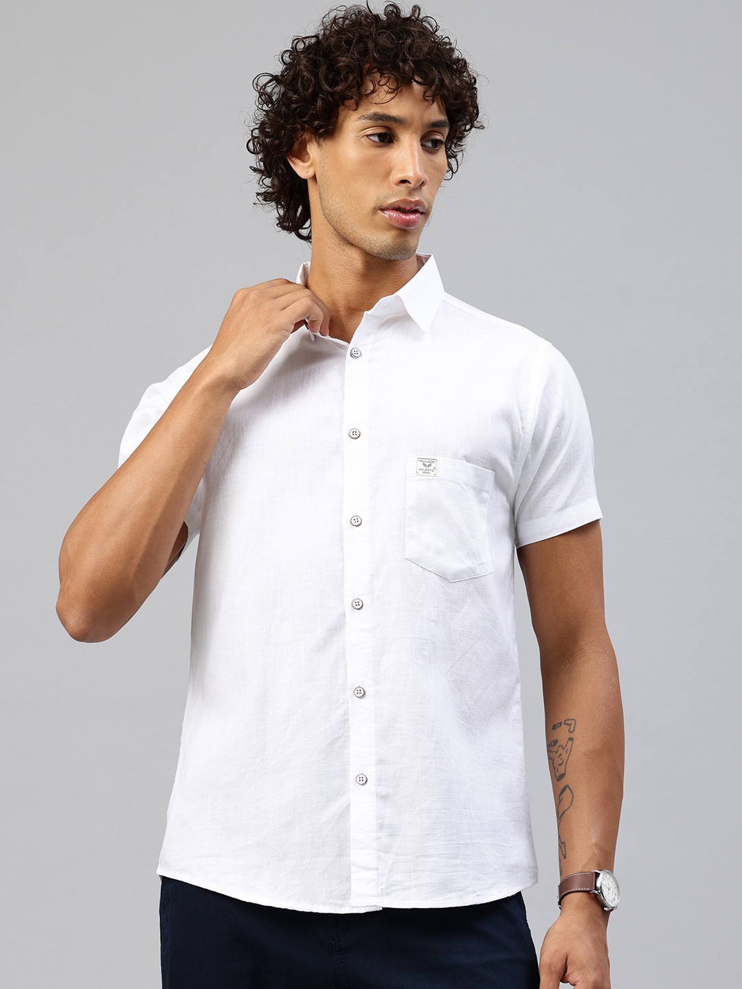 

Majestic Man Men Classic Slim Fit Pure Cotton Casual Shirt, White