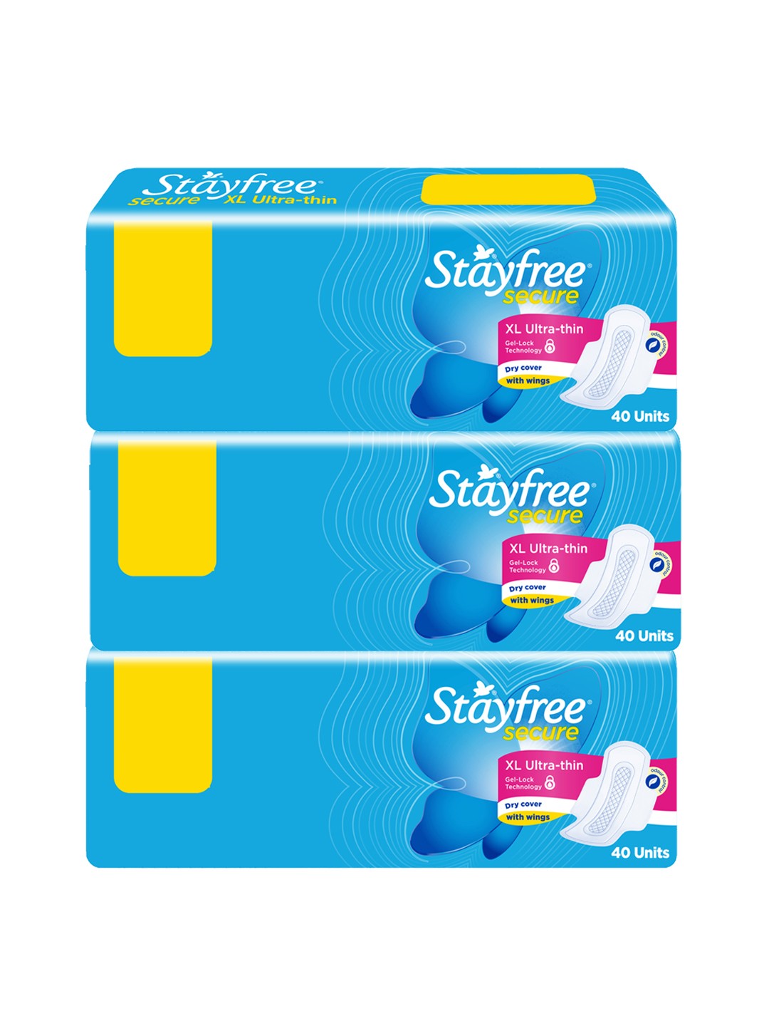 

Stayfree Secure XL Ultra-Thin B2G1 Sanitary Napkins Combo - 40 Pads each, Blue