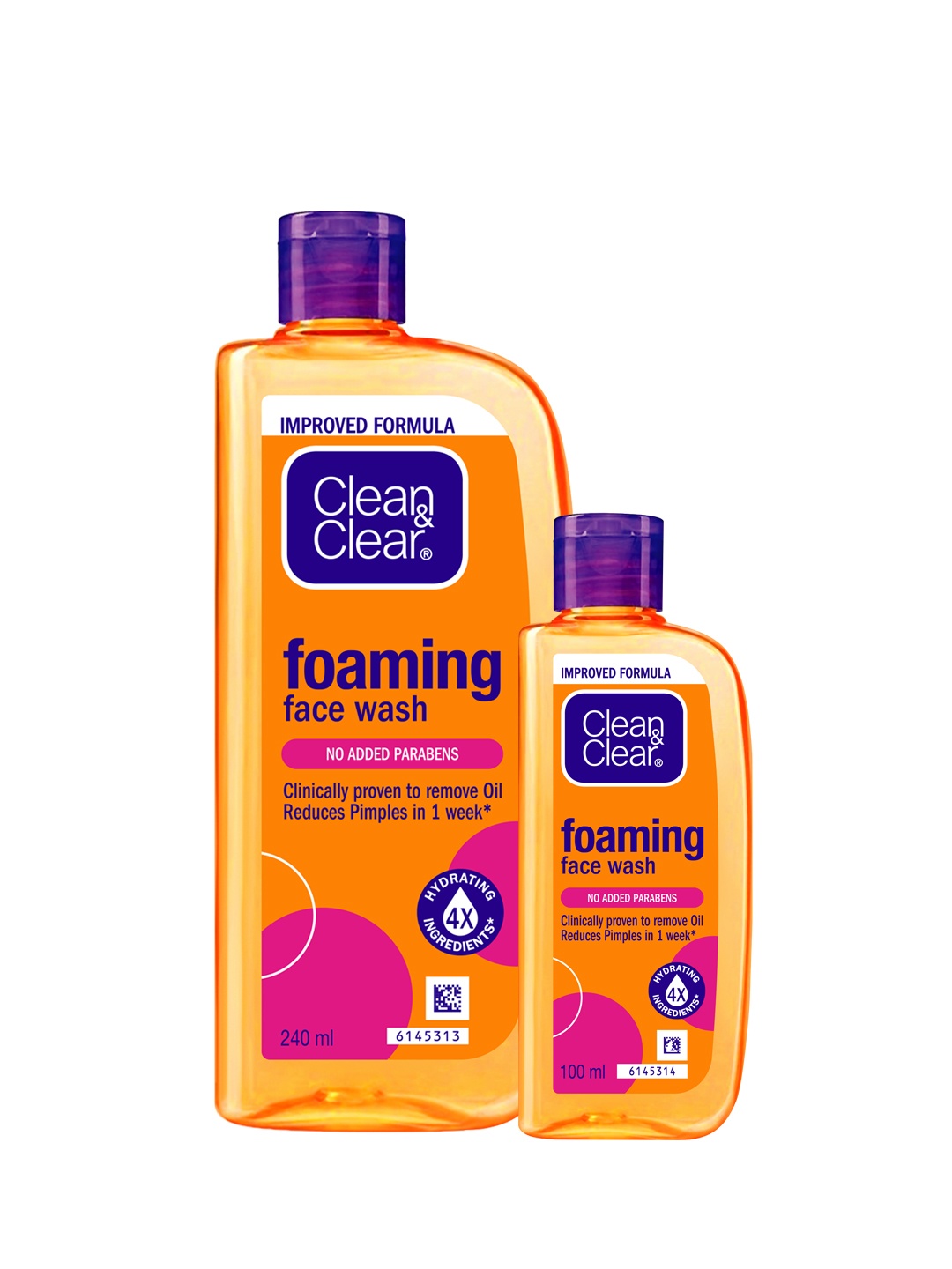 

Clean&Clear 2Pcs Foaming Face Wash - 240ml + 100ml, Orange