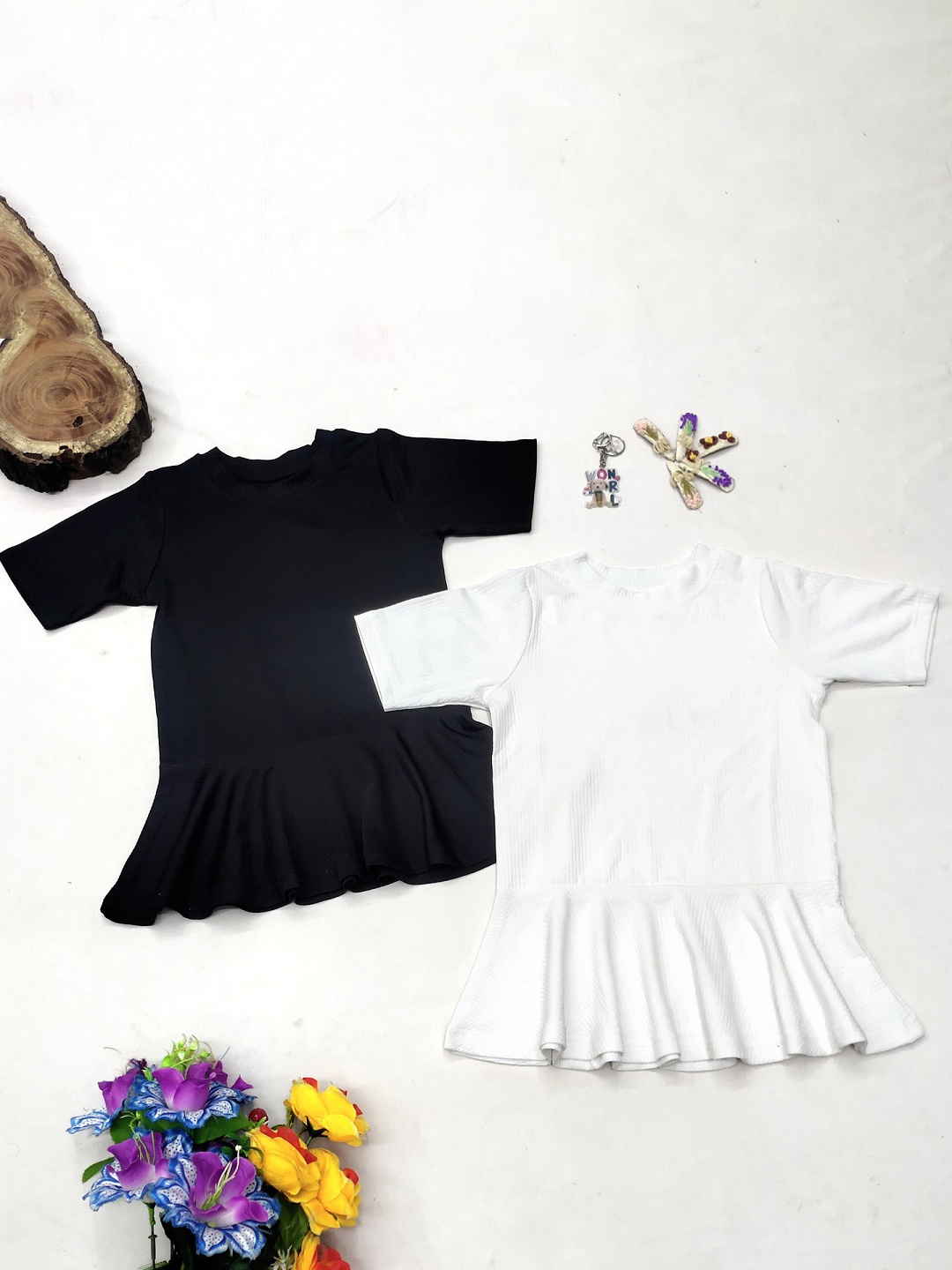 

BAESD Girls Ruffled Peplum Dress, White