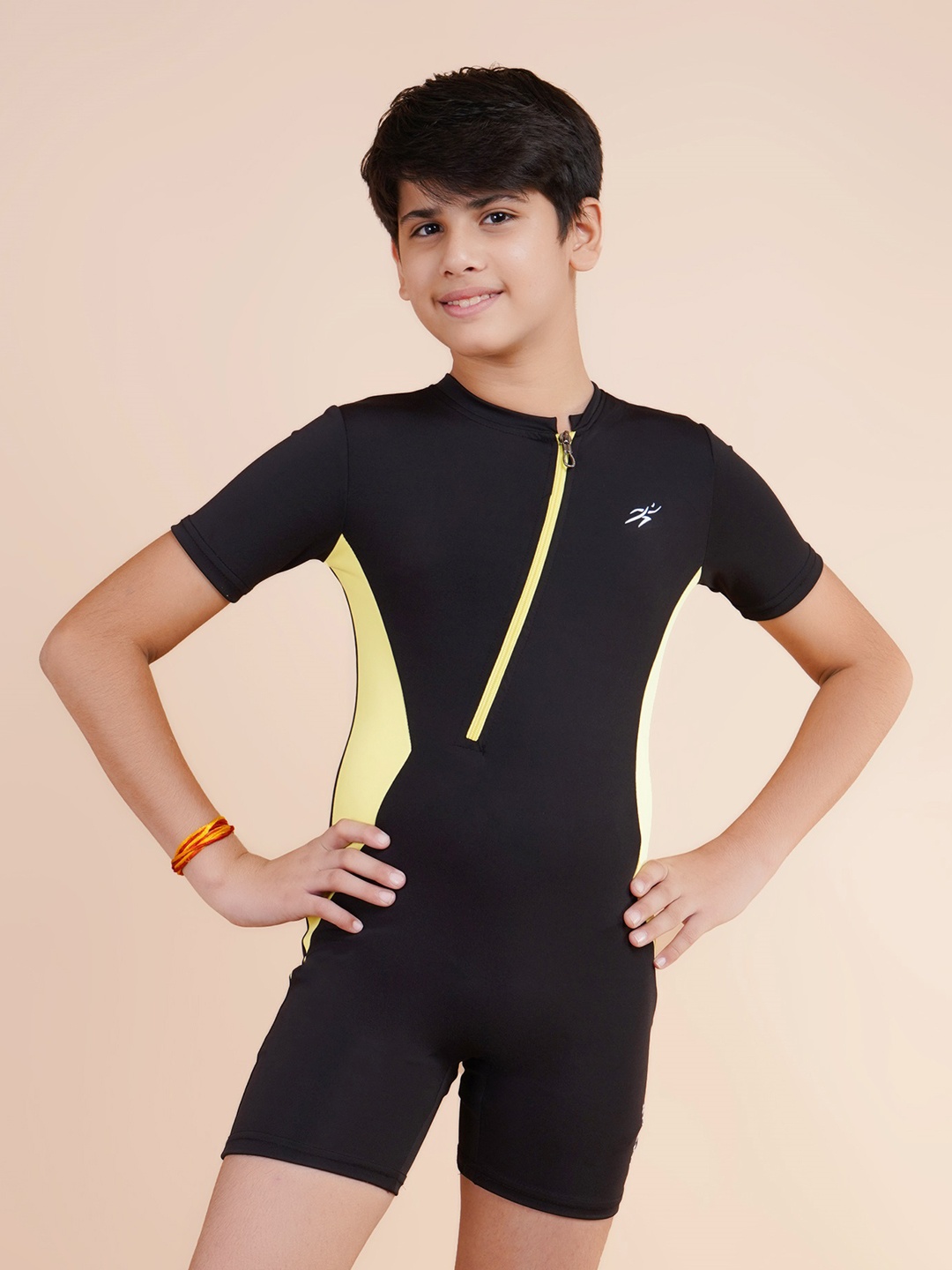 

Keepfit Kids UPF40+UV N9 Antibacterial 1 Pc Zipper Swimwear set, Yellow
