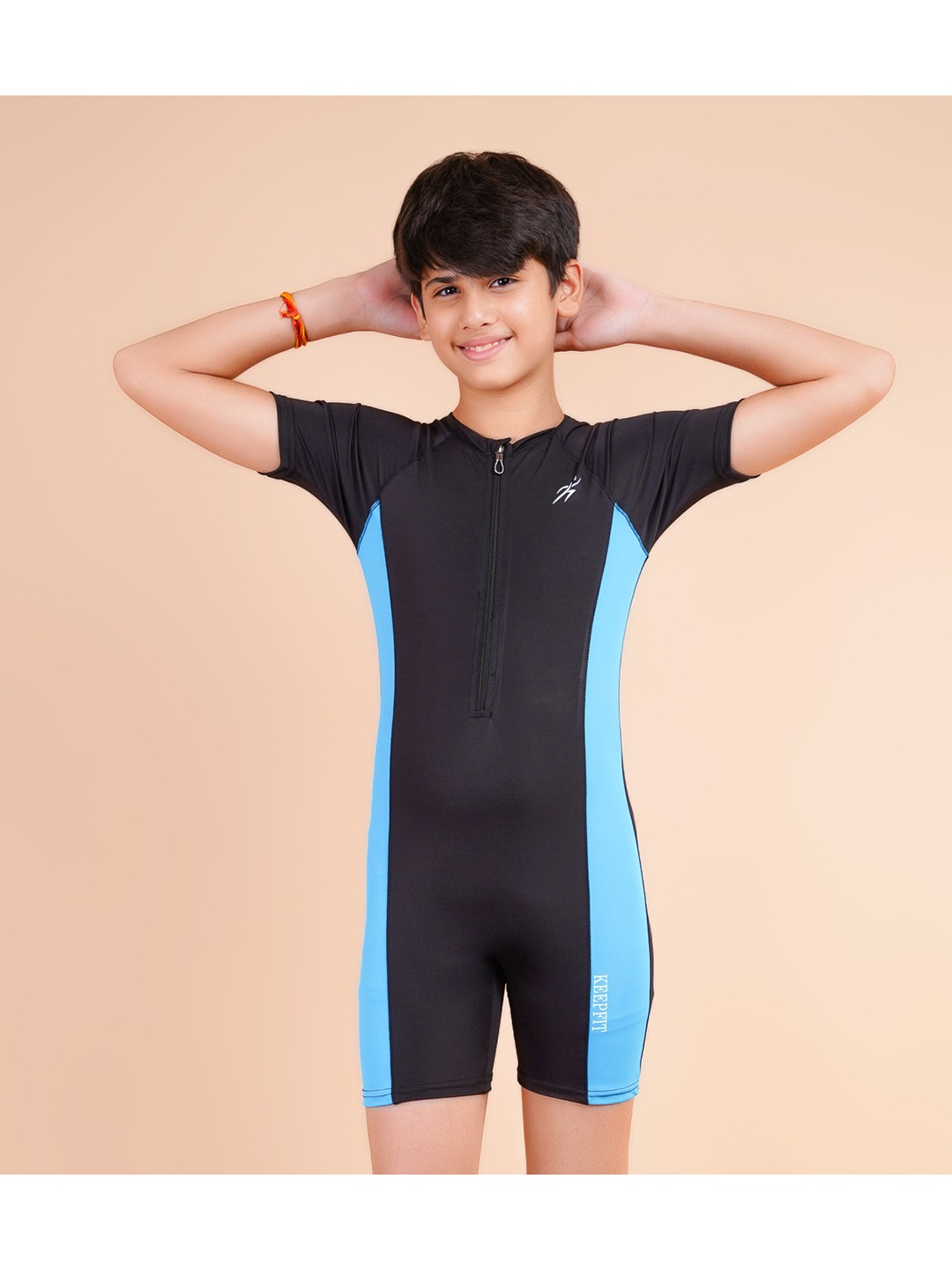 

Keepfit Kids UPF40+UV N9 Antibacterial 1 Pc Zipper Swimwear set, Blue