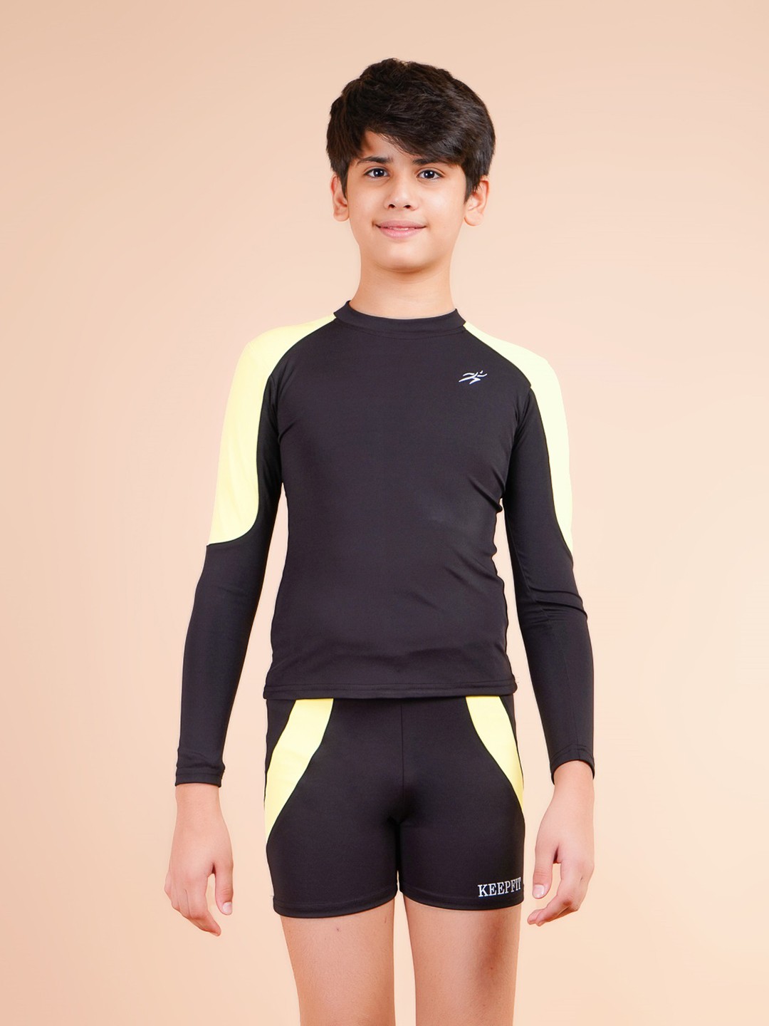 

Keepfit Kids UPF40+UV N9 Antibacterial full sleeves 2 Pc Swimsuit set, Yellow