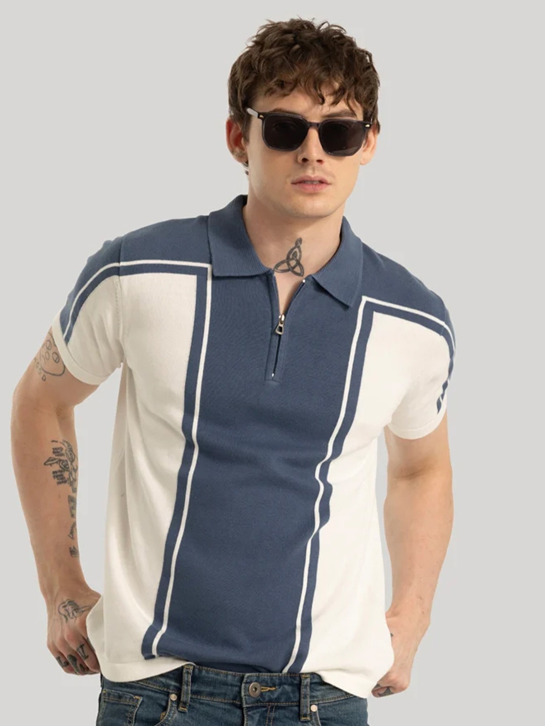 

Snitch Niels Colourblocked Polo T-Shirts, Blue