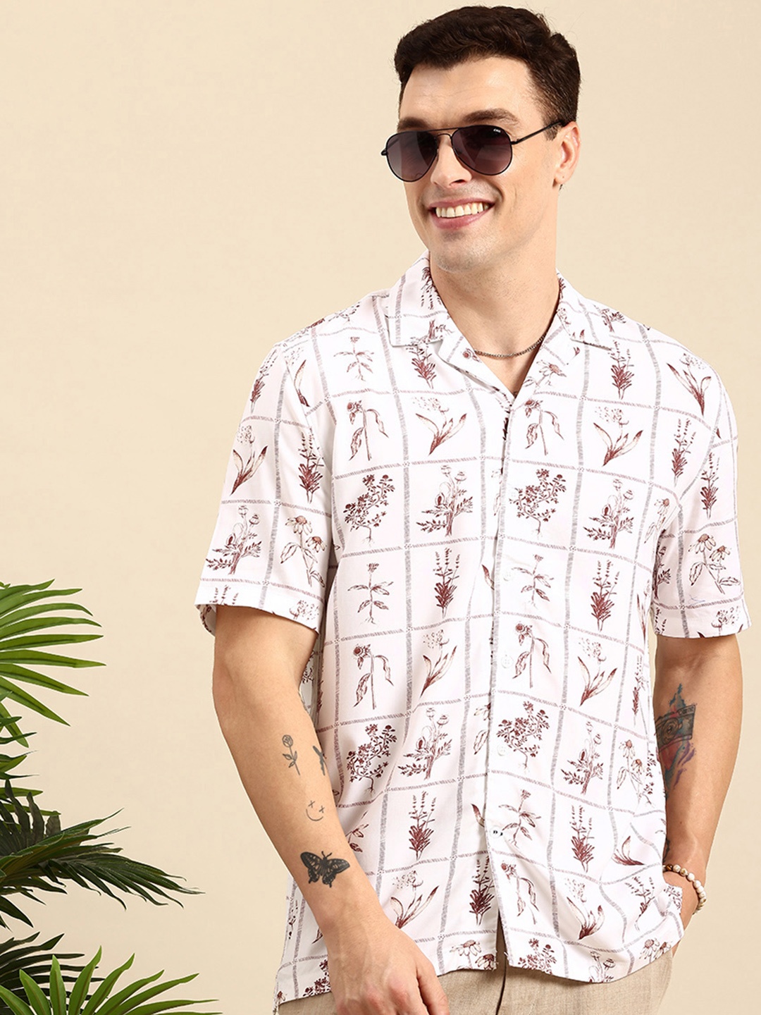 

Mast & Harbour Floral Printed Relaxed Fit Casual Shirt, White