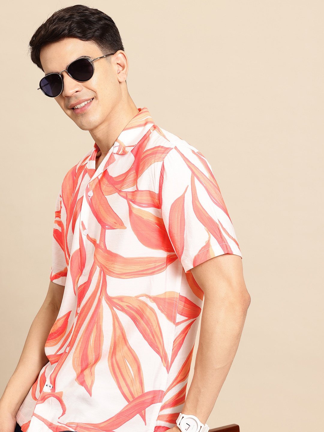 

Mast & Harbour Printed Relaxed Fit Casual Shirt, White